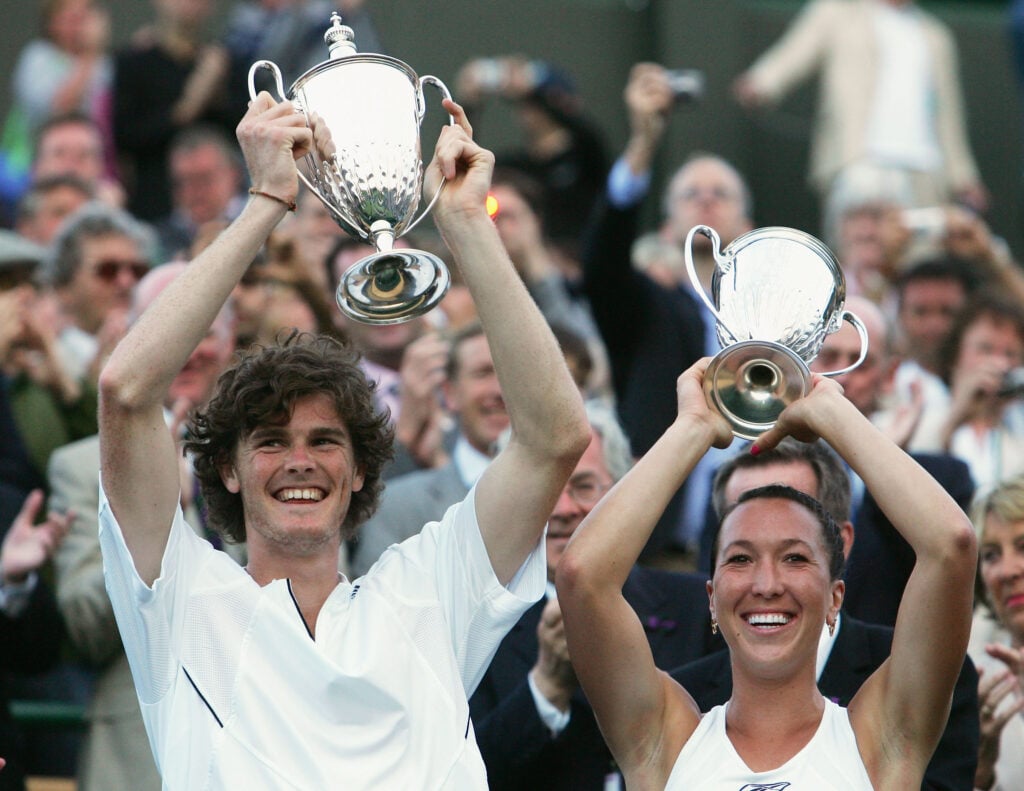 Jamie Murray celebrates after winning Wimbledon in 2007