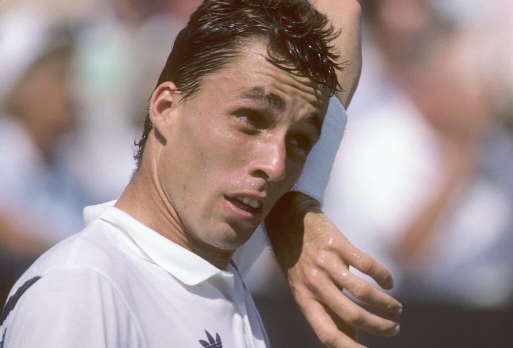 Ivan Lendl looks on against Jimmy Connors during the finals of the 1986 Paine Webber Classic on March 24, 1986 in Fort Myers, Florida.