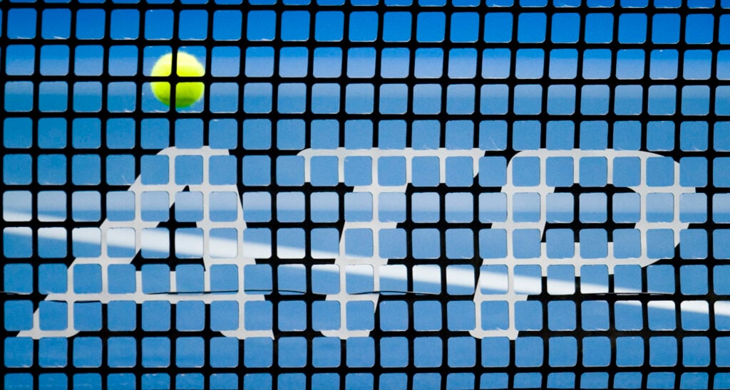 A tennis ball is seen near a net during the ATP Stockholm Open tennis tournament semi-finals between Finland's Jarkko Nieminen and German's Florian Mayer on October 23, 2010 in Stockholm.