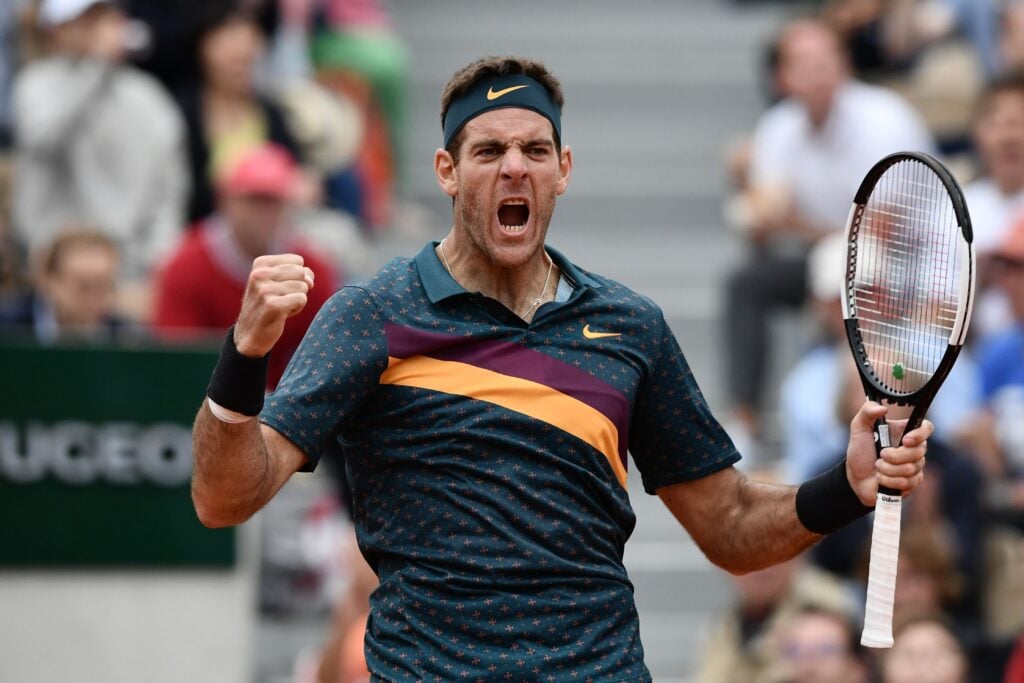 Juan Martin del Potro celebrates at the 2019 French Open