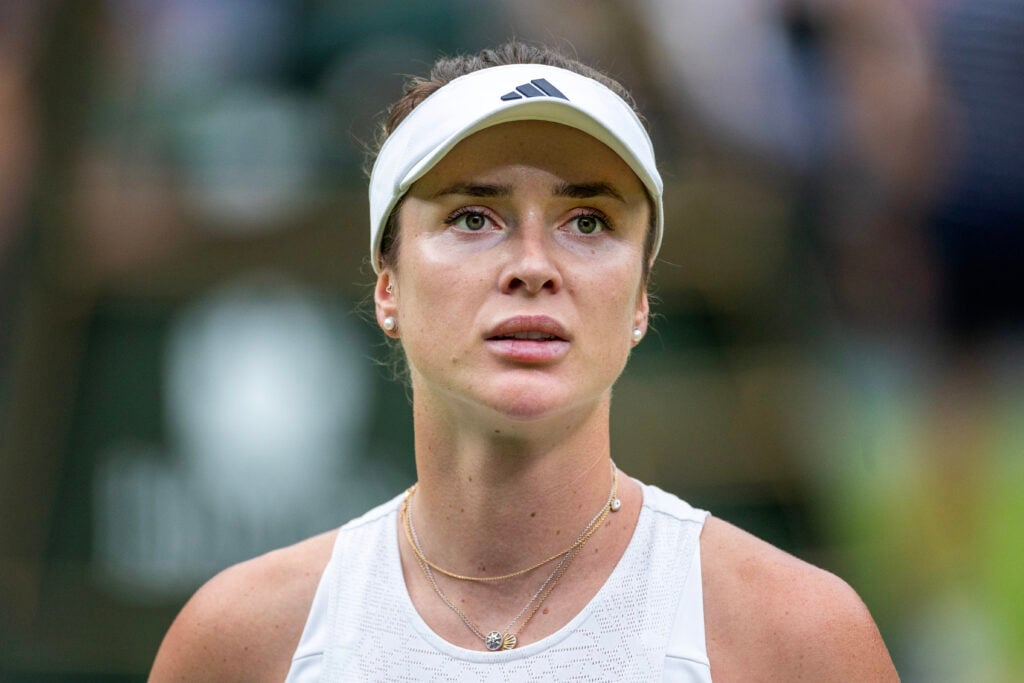 Elina Svitolina reacts during the 2023 Wimbledon semi-finals