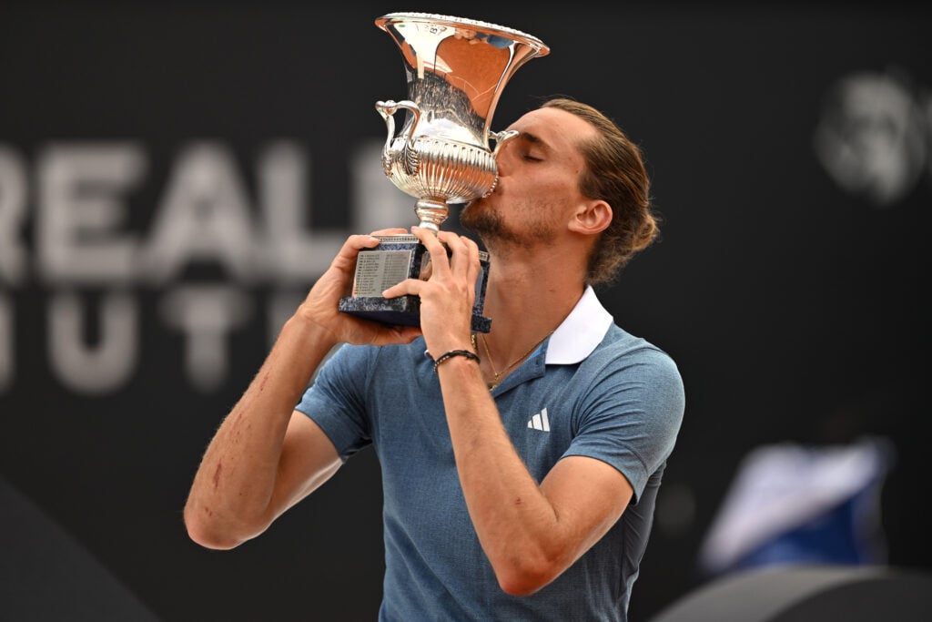 Alexander Zverev celebrates after winning the 2024 Italian Open
