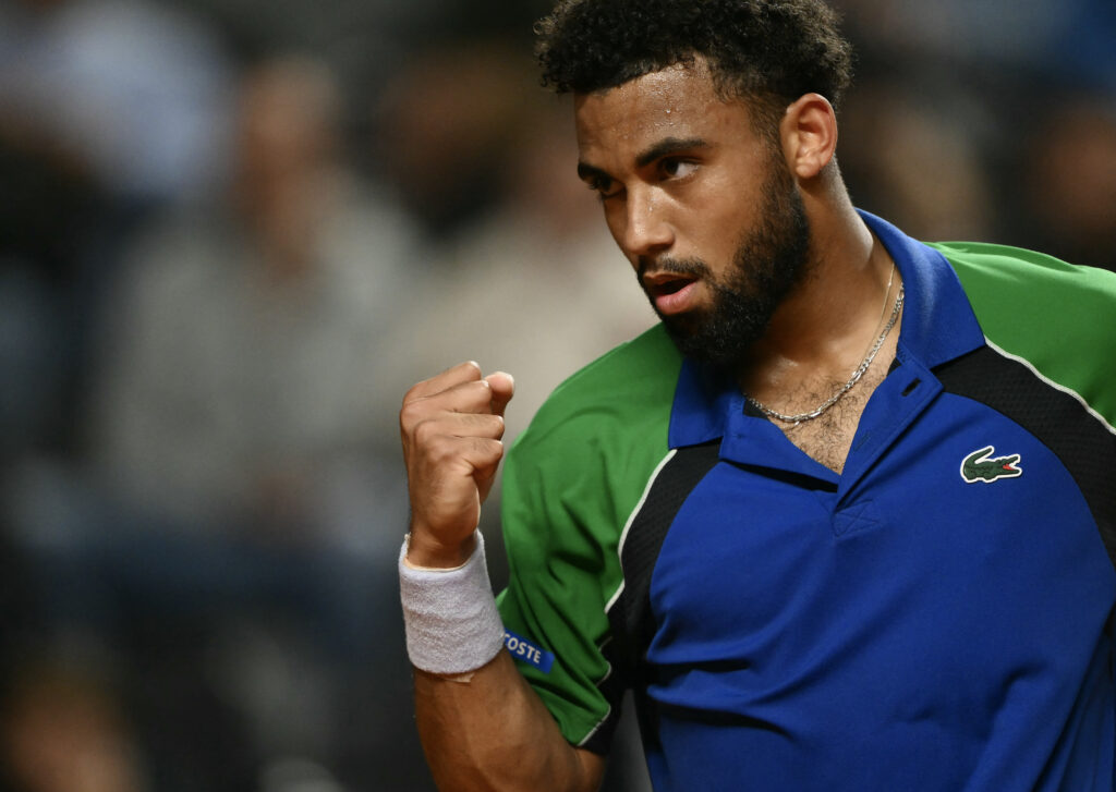 Arthur Fils celebrates at the 2025 Italian Open