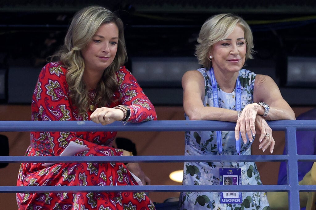 CoCo Vandeweghe and Chris Evert look on during Day Five of the 2025 US Open at USTA Billie Jean King National Tennis Center on August 28, 2025 in the Flushing neighborhood of the Queens borough of New York City.