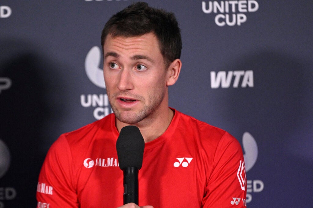 Casper Ruud speaking to media at the 2026 United Cup.