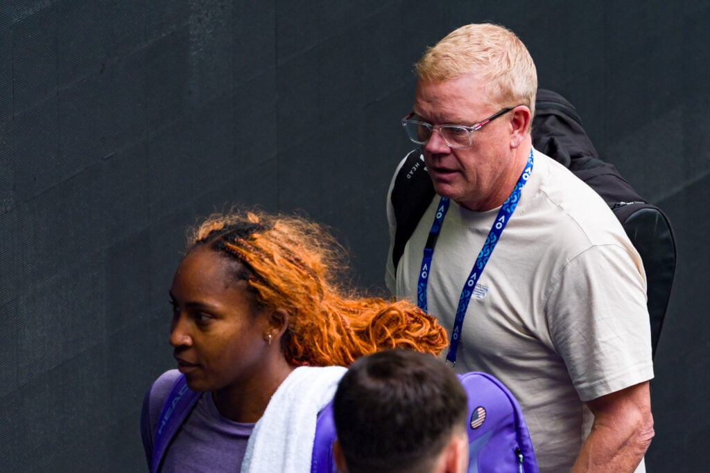 Coco Gauff and Gavin MacMillan pictured together at the 2026 Australian Open