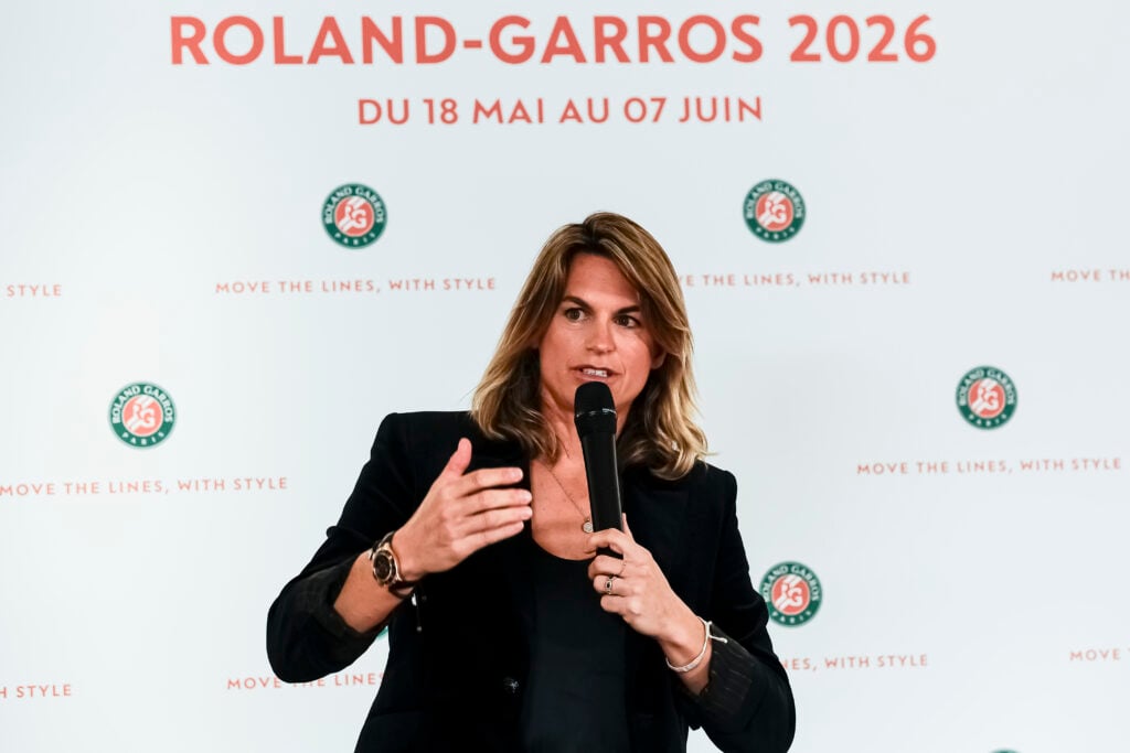 Amelie Mauresmo pictured at a Roland Garros press conference