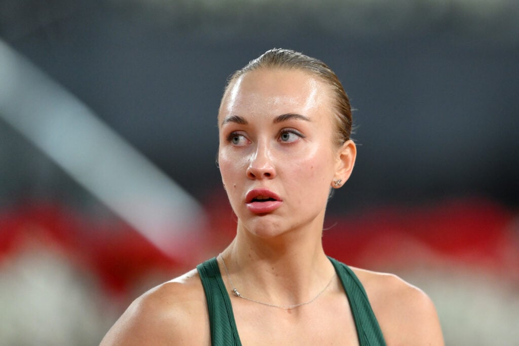 Anastasia Potapova of Austria looks on against Marta Kostyuk of Ukraine during the Women's Singles Semi-Final match on day Eleven of the Mutua Madrid Open at La Caja Magica on April 30, 2026 in Madrid, Spain.
