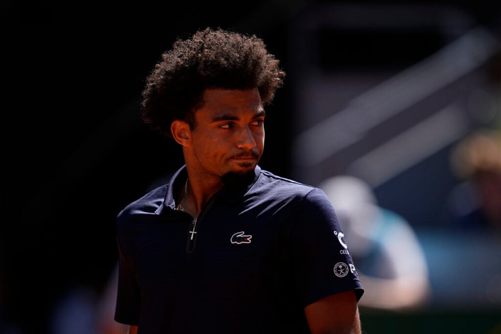 Arthur Fils pictured during his defeat to Jannik Sinner at the Madrid Open
