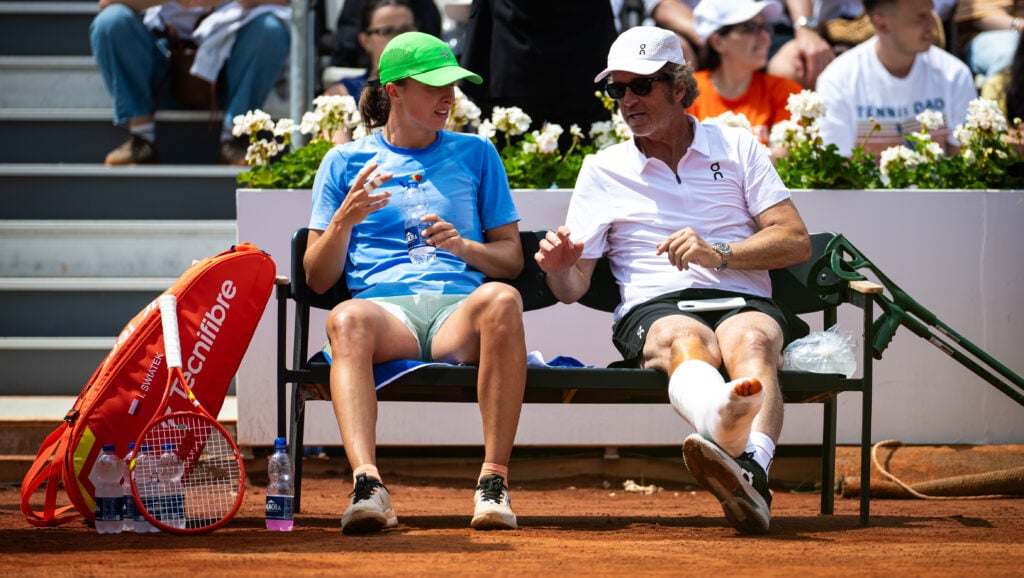 Iga Swiatek and Francisco Roig pictured together at the 2026 Italian Open