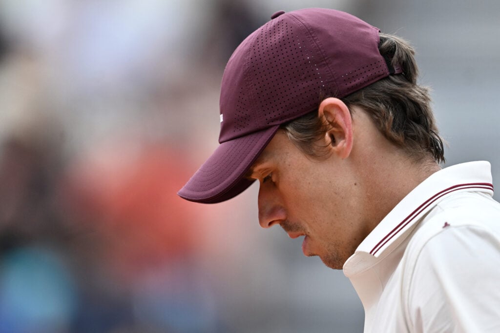 Alex de Minaur reacts during the 2026 Italian Open