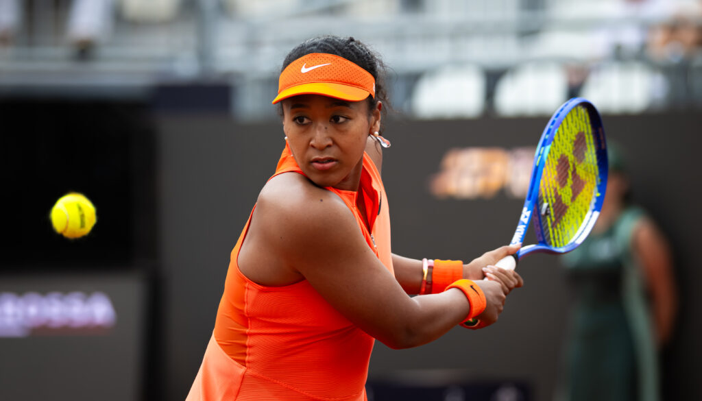 Naomi Osaka hits a backhand at the 2026 Italian Open