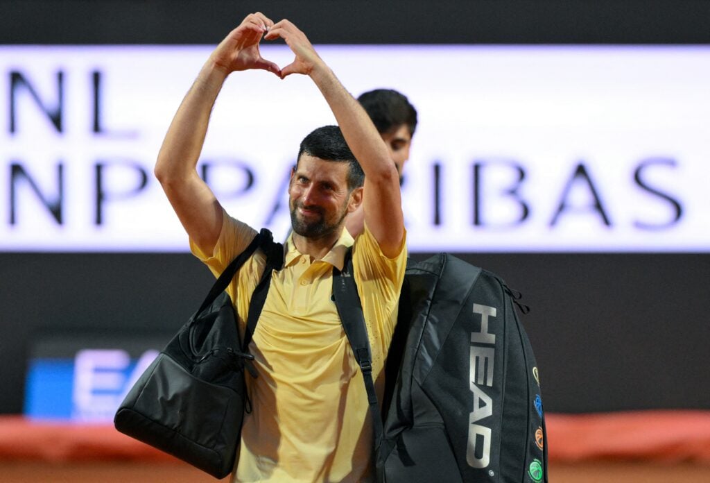 Novak Djokovic leaves the court after losing to Dino Prizmic in Rome