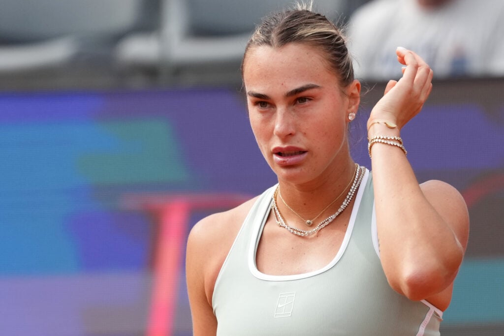 Aryna Sabalenka reacts during the 2026 Italian Open