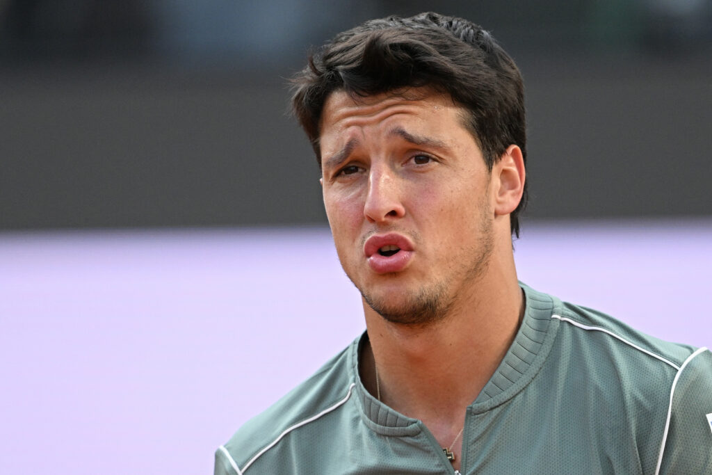 Luciano Darderi reacts during the Italian Open semi-finals.