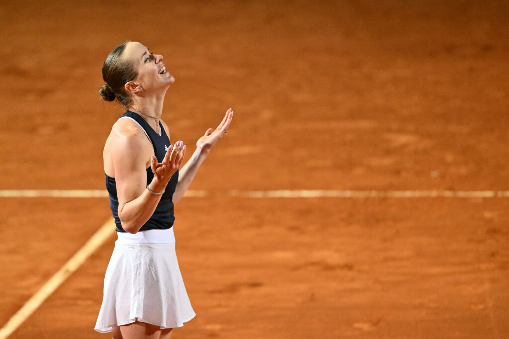 Elina Svitolina of Ukraine celebrates victory against Coco Gauff of the United States during their Women's Singles Final match of the Internazionali BNL d'Italia on Day Twelve at Foro Italico on May 15, 2026, in Rome, Italy.