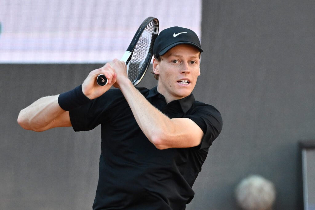 Jannik Sinner hits a backhand during the 2026 Italian Open final