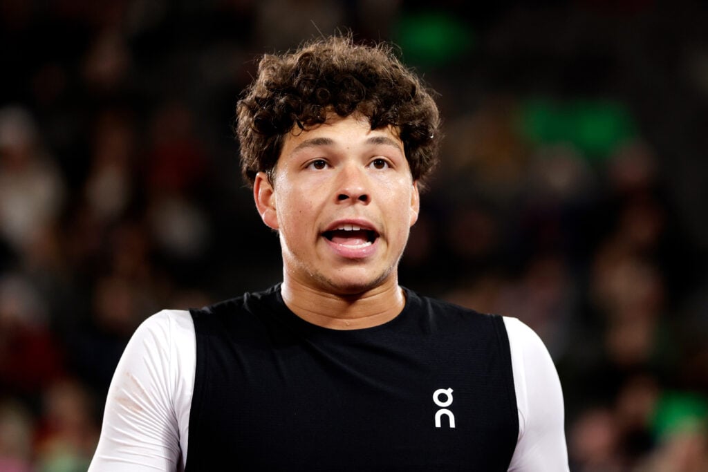 Ben Shelton reacts during the 2026 Hamburg Open