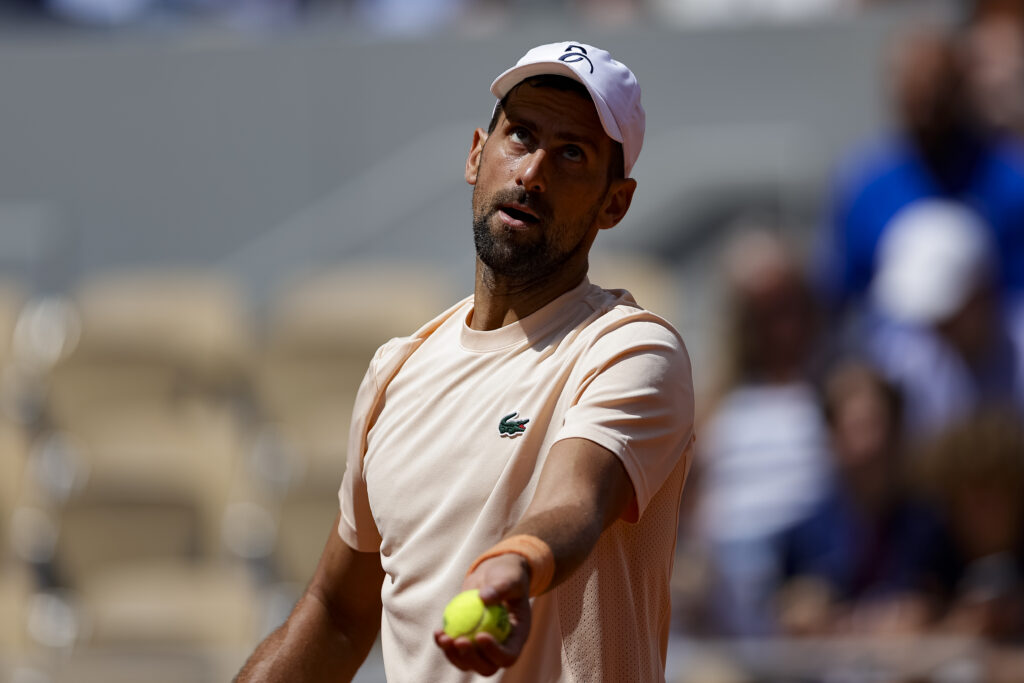 Novak Djokovic trains ahead of the 2026 French Open