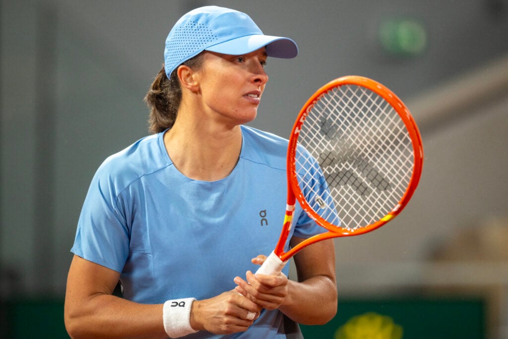 Iga Swiatek training ahead of the 2026 French Open
