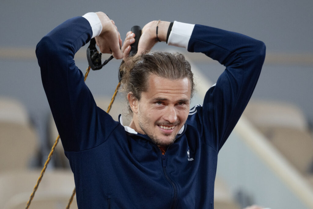 Alexander Zverev training ahead of the 2026 French Open