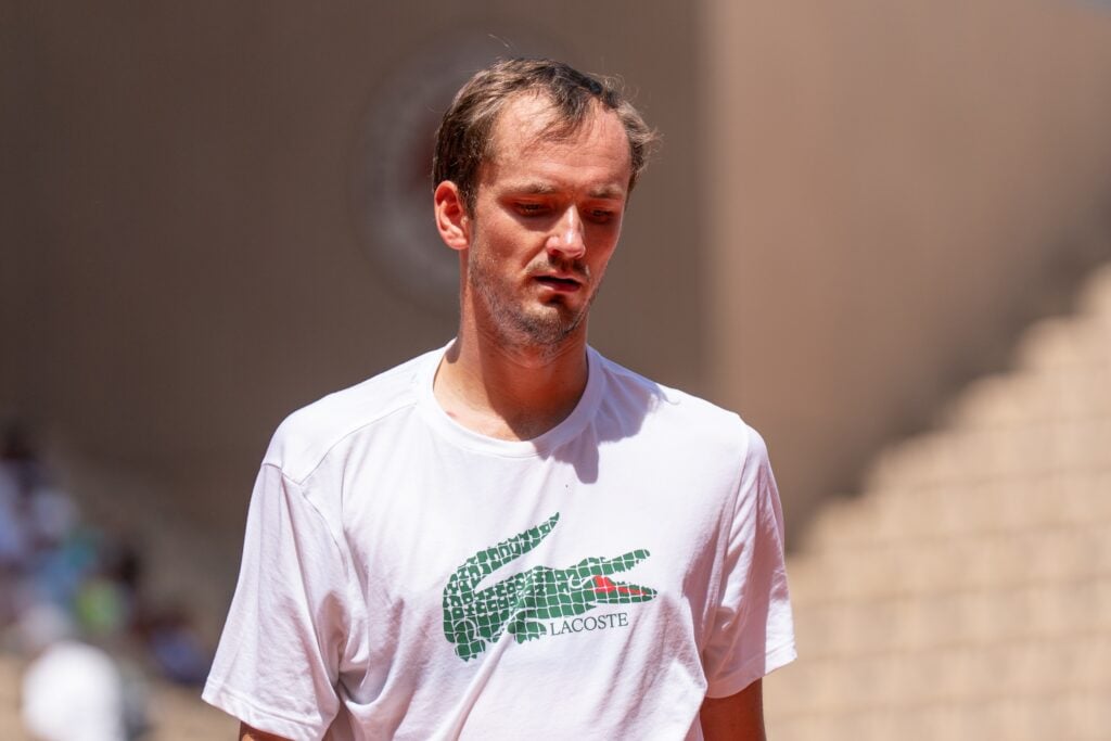 Daniil Medvedev during practice ahead of Roland Garros in 2026.
