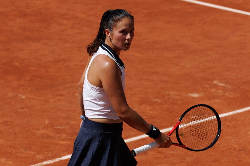 Daria Kasatkina reacts during the 2026 French Open
