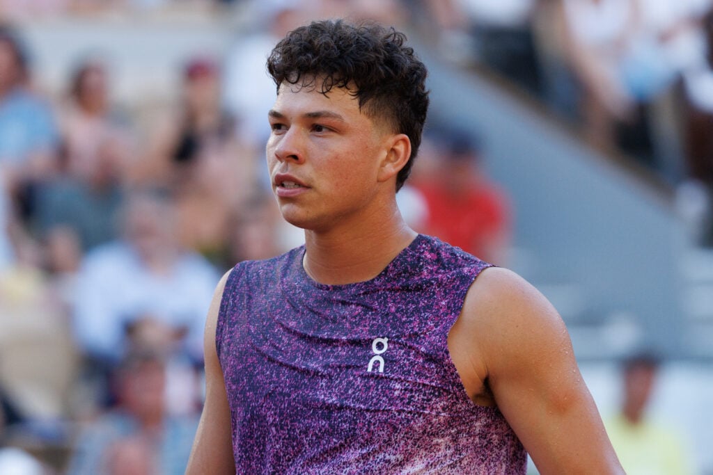 Ben Shelton during his match against Daniel Merida at Roland Garros in 2026.