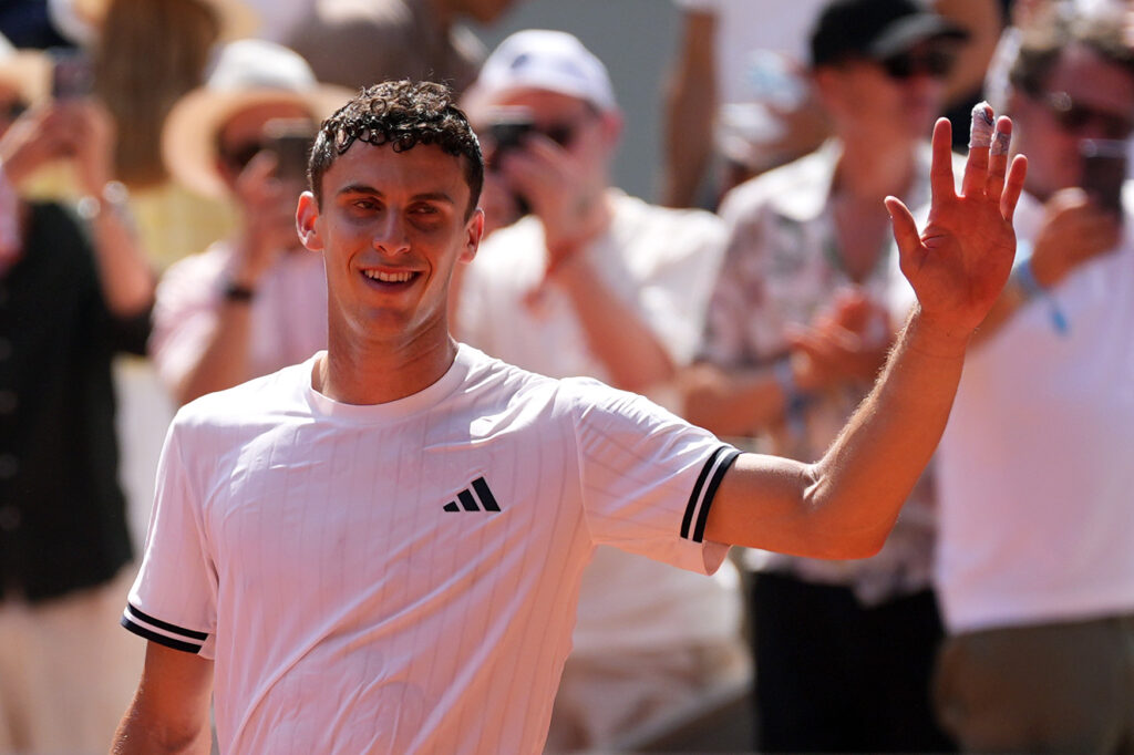 Juan Manuel Cerundolo of Argentina during Day Five of the 2026 French Open at Roland Garros on May 28, 2026 in Paris, France.