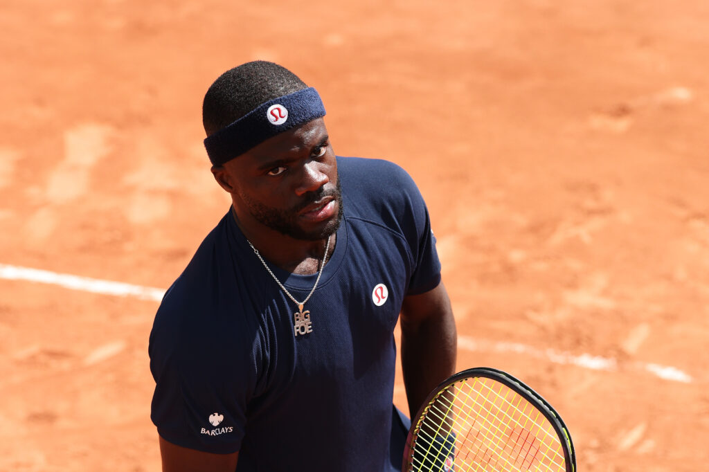 Frances Tiafoe of United States celebrates victory in during his Men's Singles first round match against Eliot Spizzirri of United States on Day Two of the 2026 French Open at Roland Garros on May 25, 2026 in Paris, France.