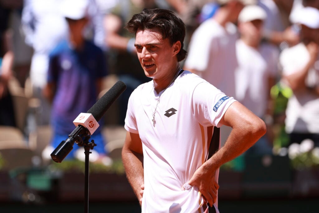 Adam Walton speaks after beating Daniil Medvedev in Paris