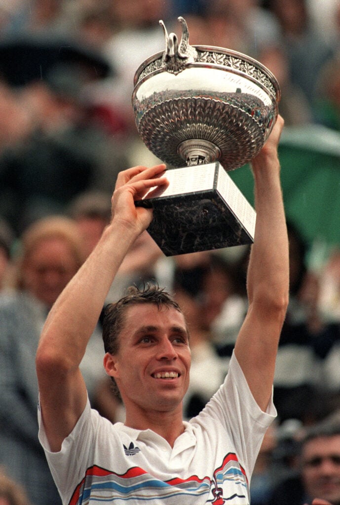 Ivan Lendl celebrates winning the 1987 French Open