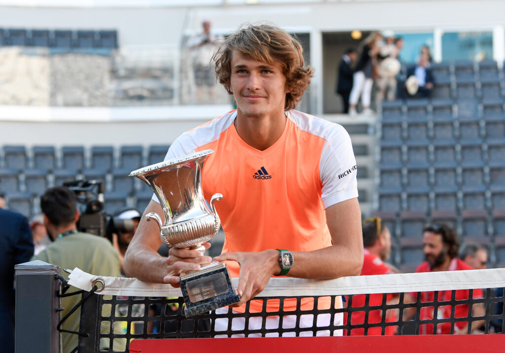 Alexander Zverev celebrates after winning his first Masters 1000 title in Rome