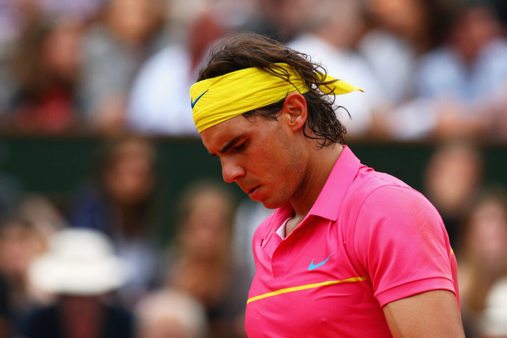 Rafael Nadal reacts during the 2009 French Open