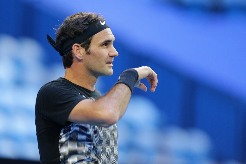Roger Federer pictured at the 2018 Hopman Cup