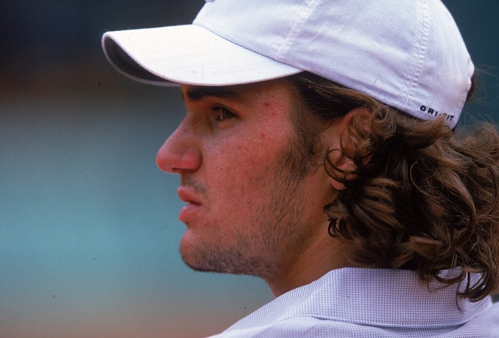 Roger Federer of Switzerland during the French Open at Roland Garros in Paris.