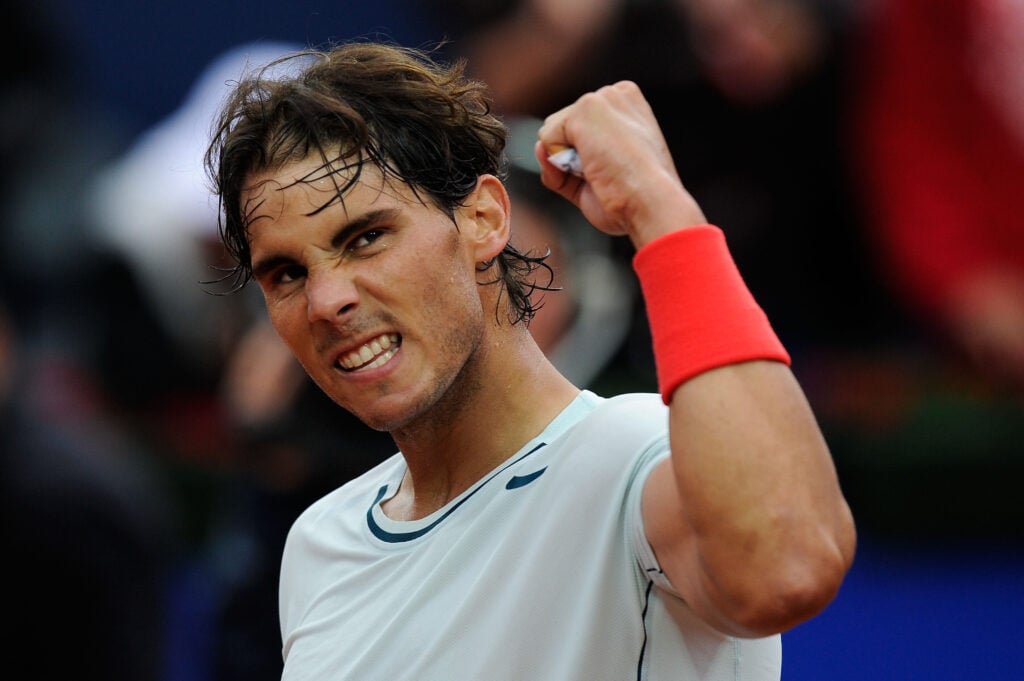 Rafael Nadal celebrates at the 2013 Barcelona Open.