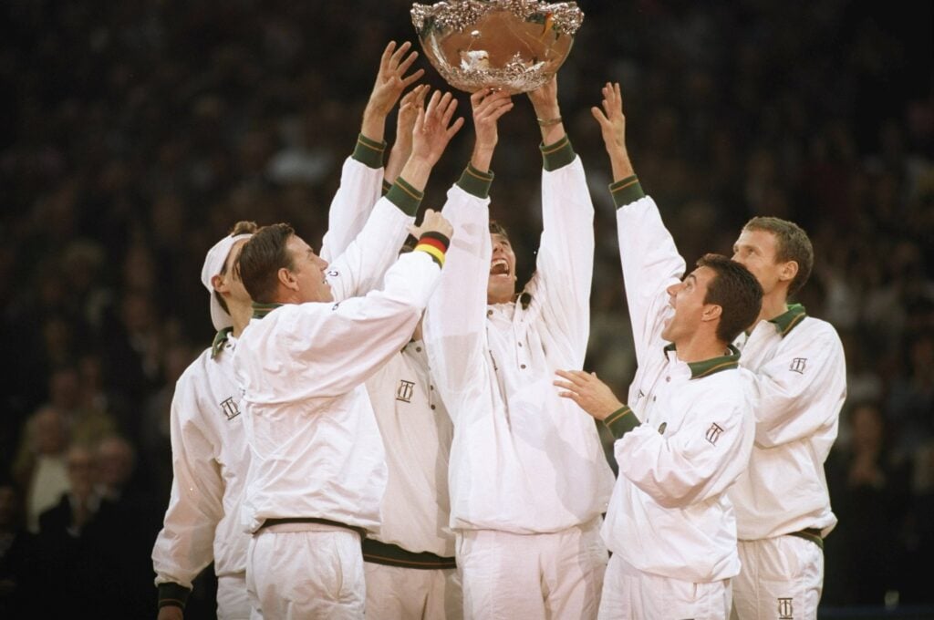 German Davis Cup Team celebrate their win in 1993.