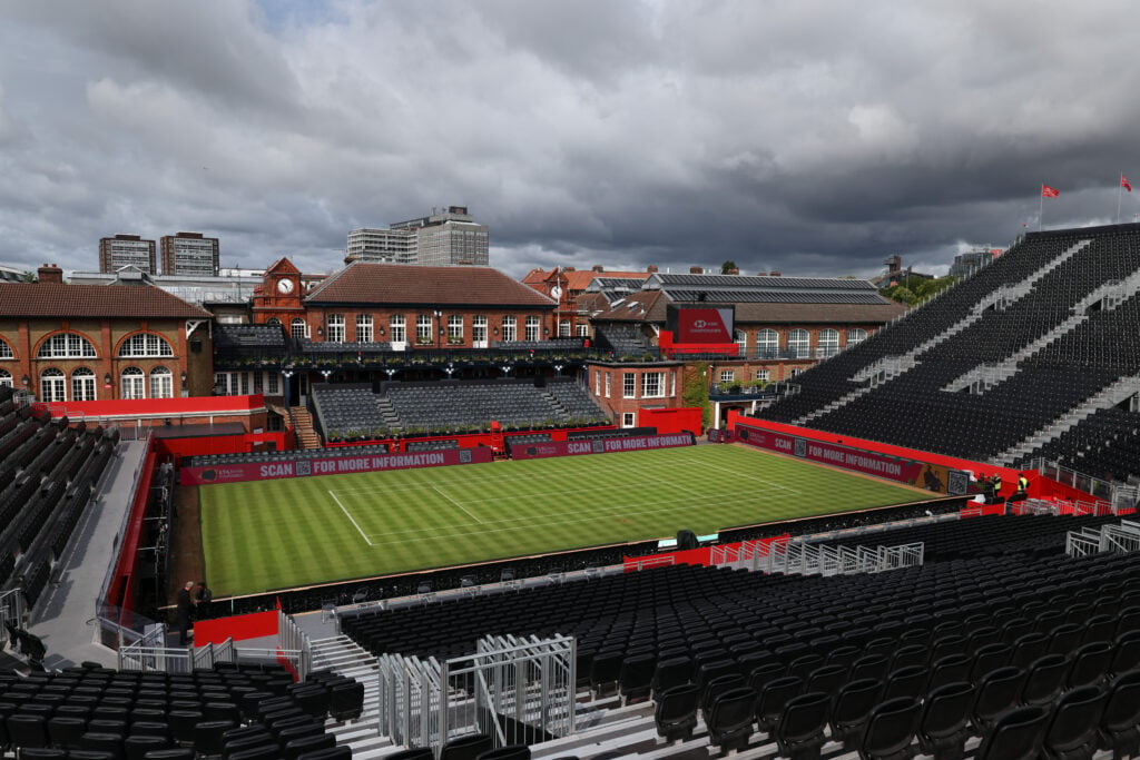 A view of the Andy Murray Arena ahead of the 2026 Queen's Club Championships.