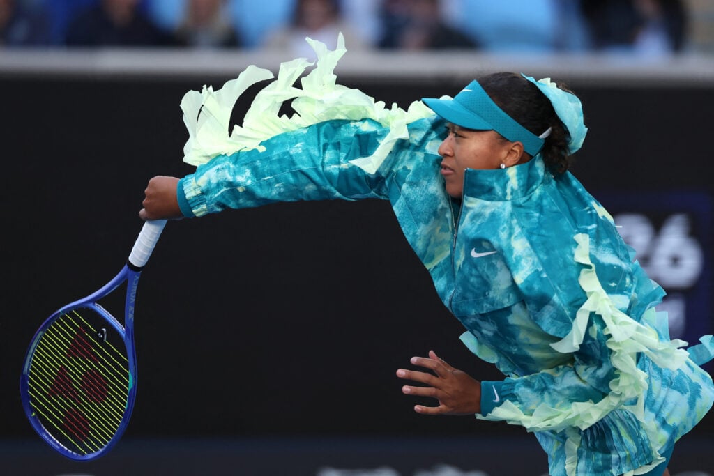 Naomi Osaka warms up at the 2026 Australian Open.