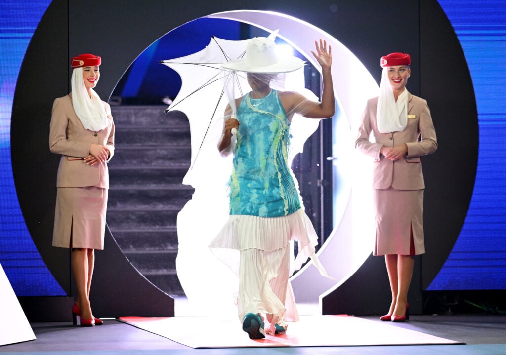 Naomi Osaka enters the court at the 2026 Australian Open.