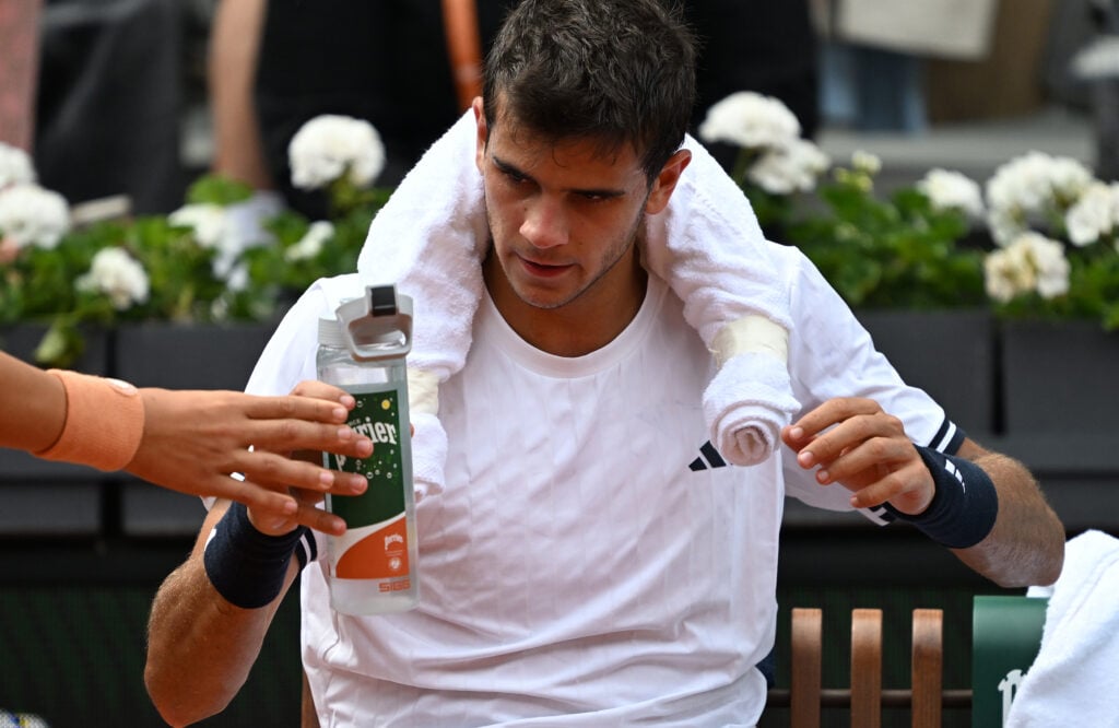 Rafael Jodar pictured during his win over Pablo Carreno Busta at the 2026 French Open.