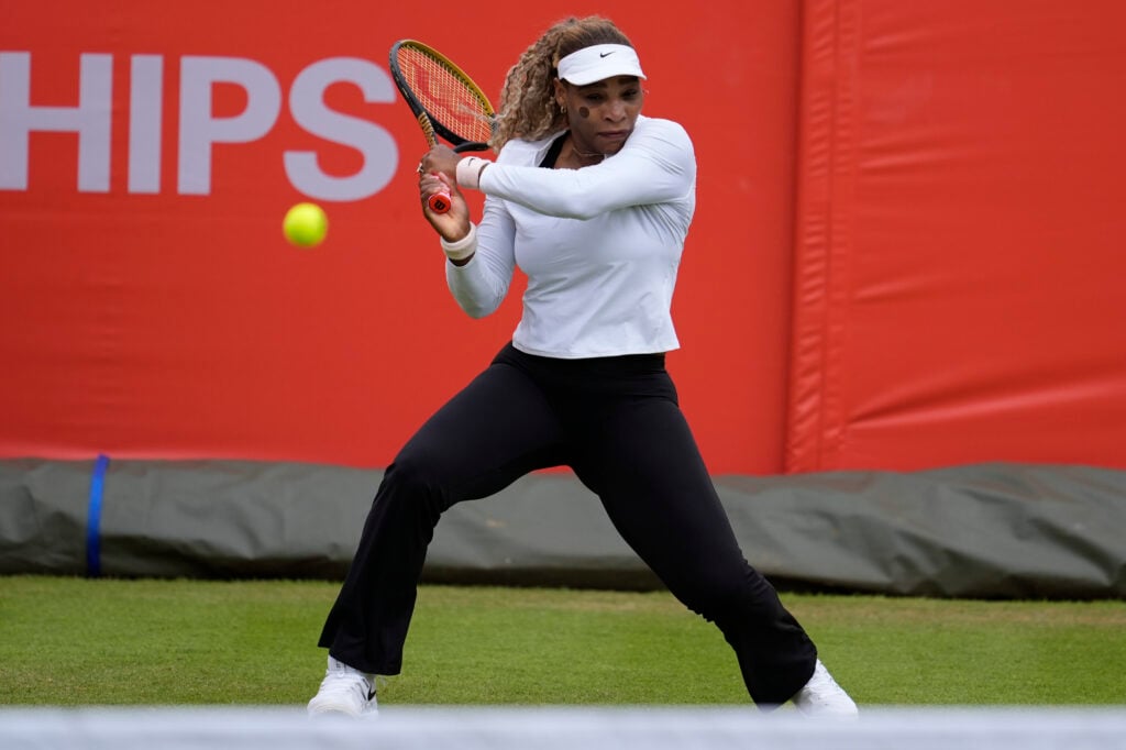 Serena Williams practicing ahead of the 2026 Queen's Club Championships.