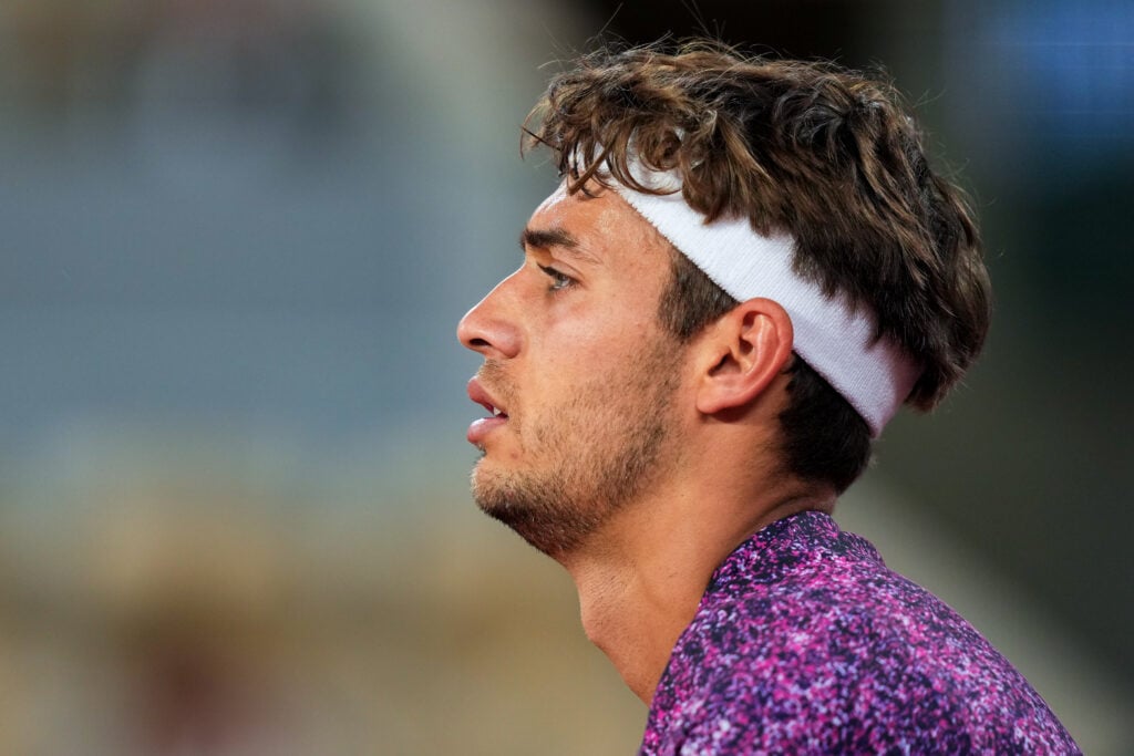 Flavio Cobolli in action at the 2026 French Open.