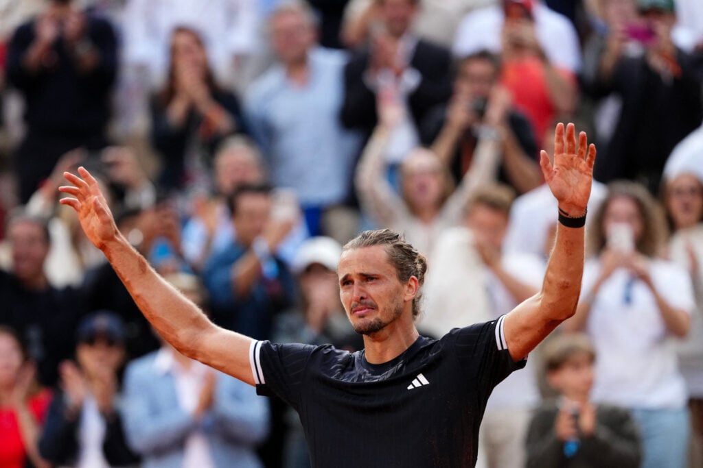 Germany's Alexander Zverev celebrates after winning the mens final singles match against Italy's Flavio Cobolli on day 15 of the French Open tennis tournament on Court Philippe-Chatrier at the Roland-Garros Complex in Paris on June 7, 2026.