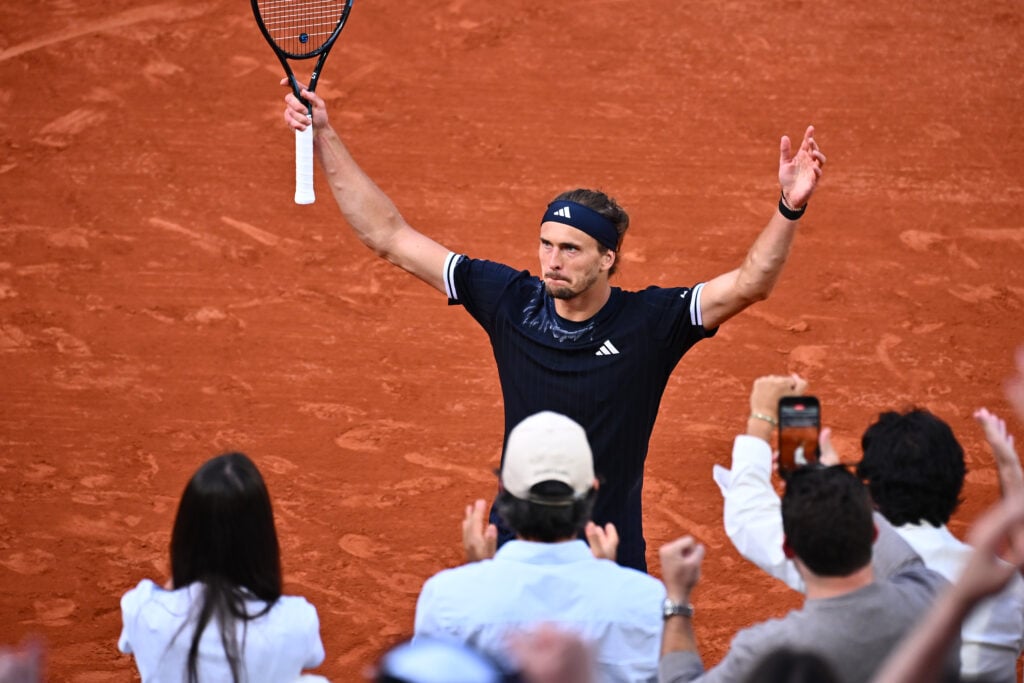 Alexander Zverev celebrates after winning the 2026 French Open.