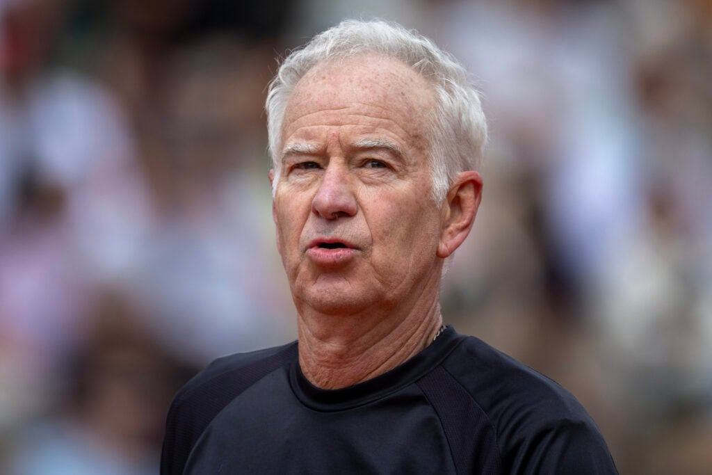 John McEnroe looks on during the 2026 French Open.