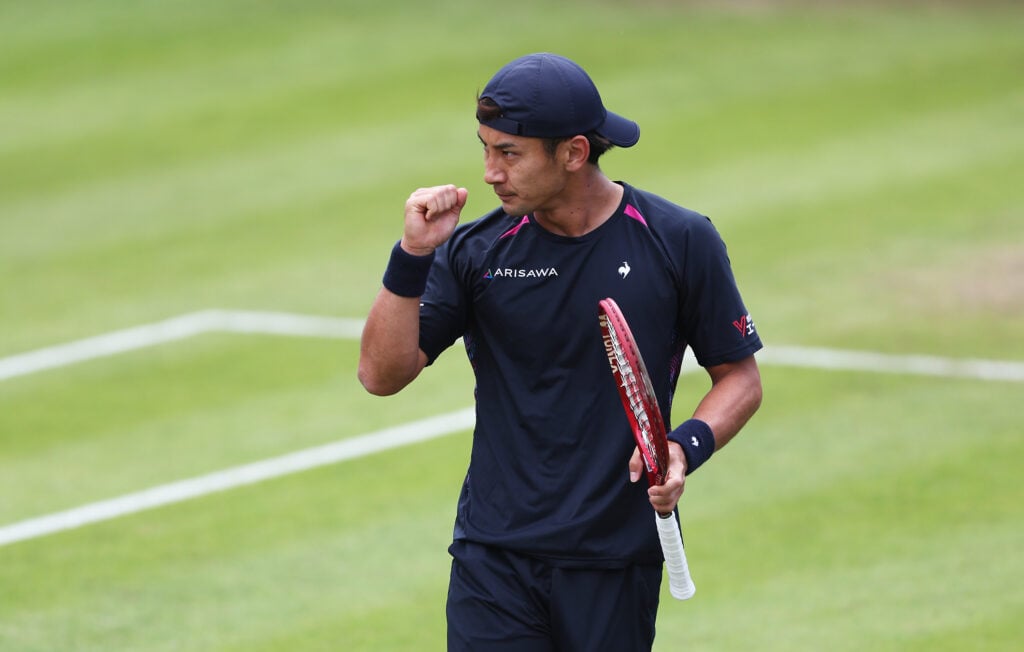 Sho Shimabukuro celebrates at the 2026 Birmingham Open.