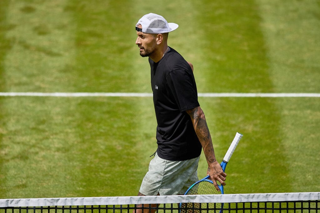 Nick Kyrgios of Australia is walking over the Court in his Match against Sho Shimabukuro of Japan during Day 4 of the Boss Open 2026 at Tennisclub Weissenhof on June 11, 2026 in Stuttgart, Germany.