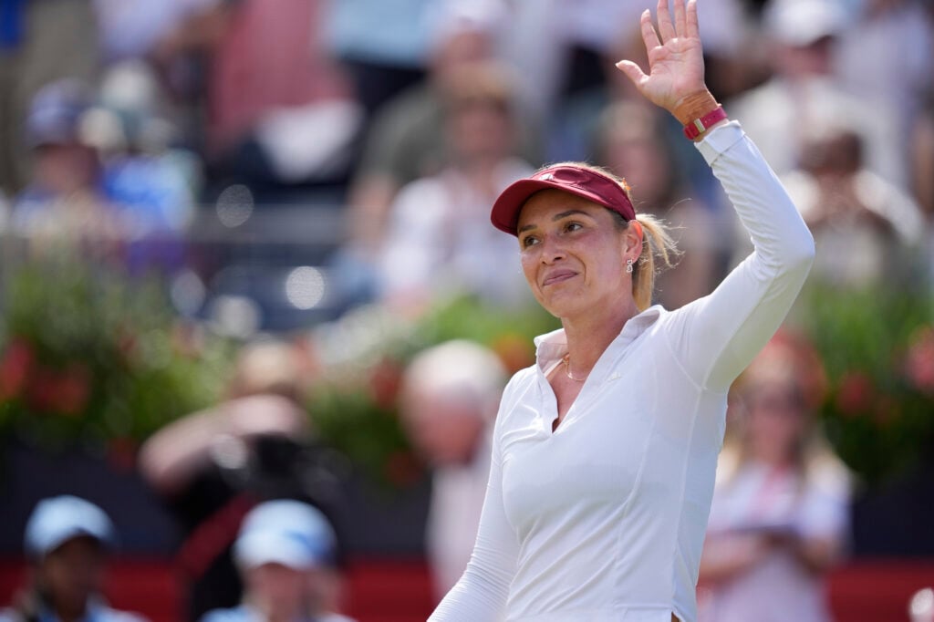 Donna Vekic of Croatia competes during her semi-final match at The HSBC Championships 2026 Women's tennis tournament at The Queen's Club in London, England, on June 13, 2026.